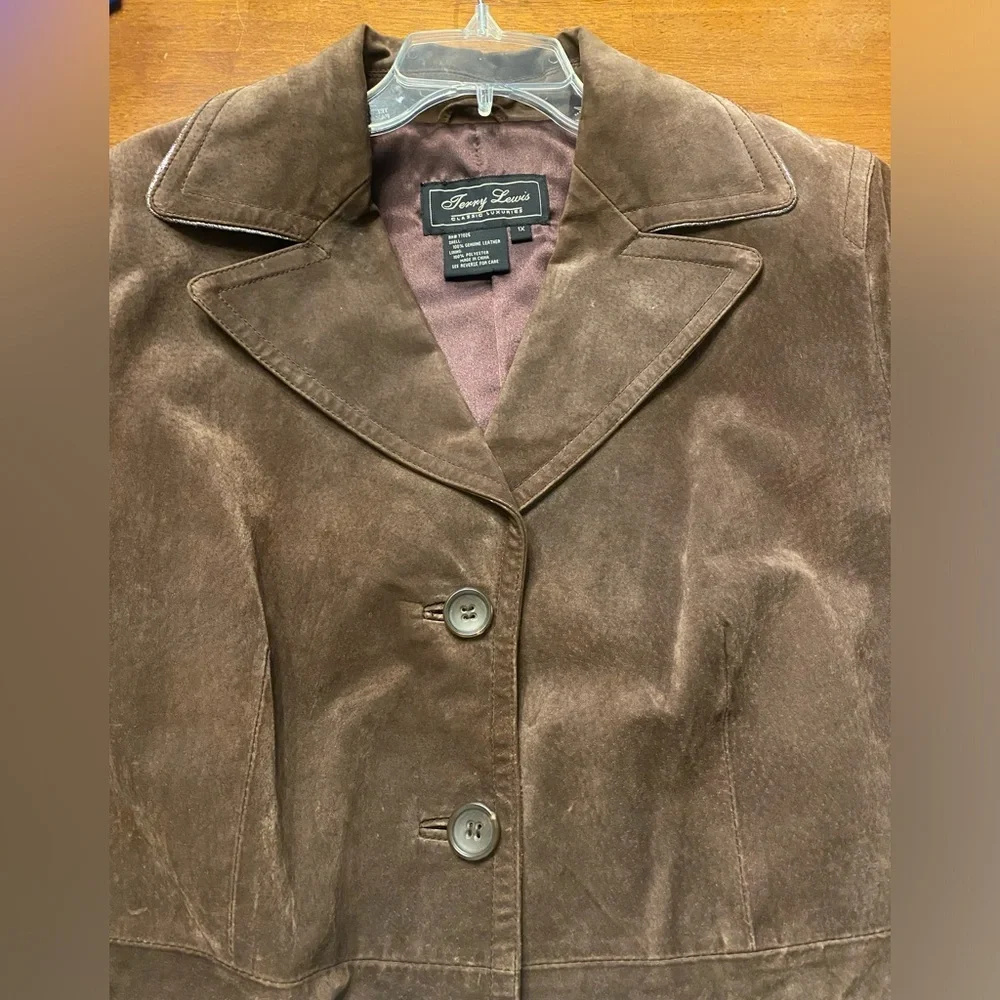 Terry Lewis Classic Luxuries Brown Suede Blazer with Metallic Trim